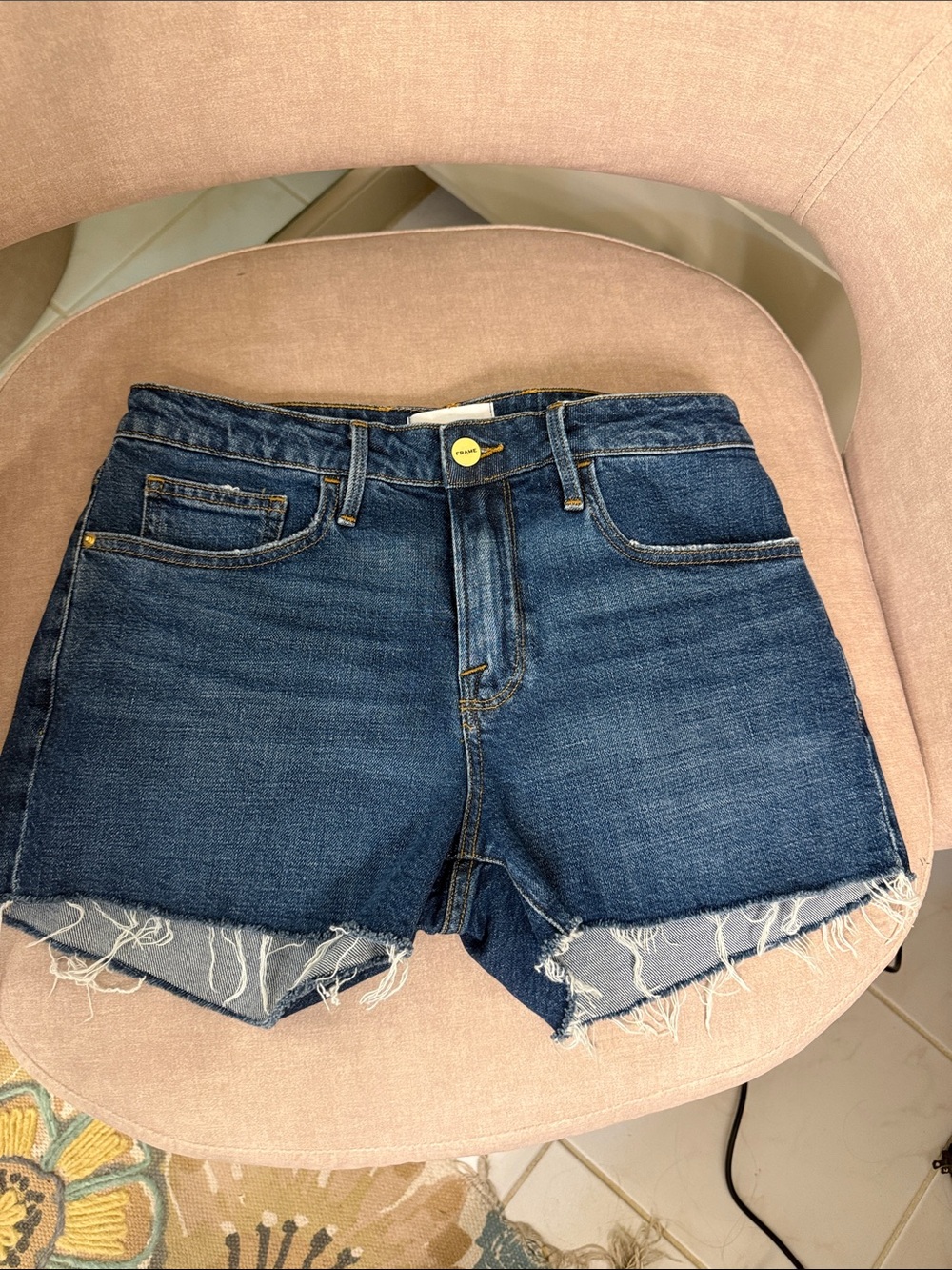 Frame Denim Dark Blue Distressed Cutoff Jean Shorts